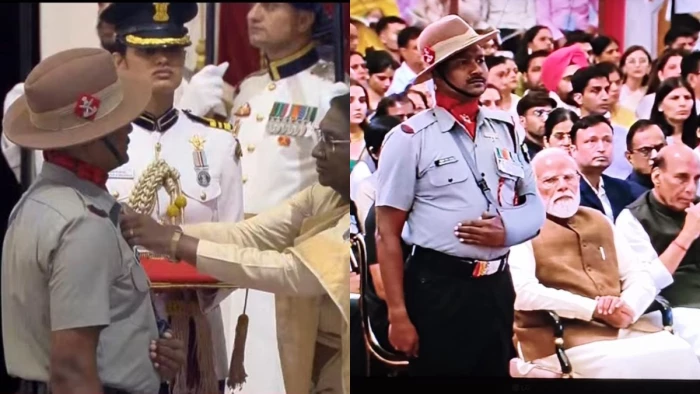 CG Shaurya Chakra: मणिपुर में गोली खाकर भी दुश्मनों को खदेड़ने वाले छत्तीसगढ़ के भोजराम साहू को 'शौर्य चक्र'; राष्ट्रपति मुर्मु ने किया सम्मानित