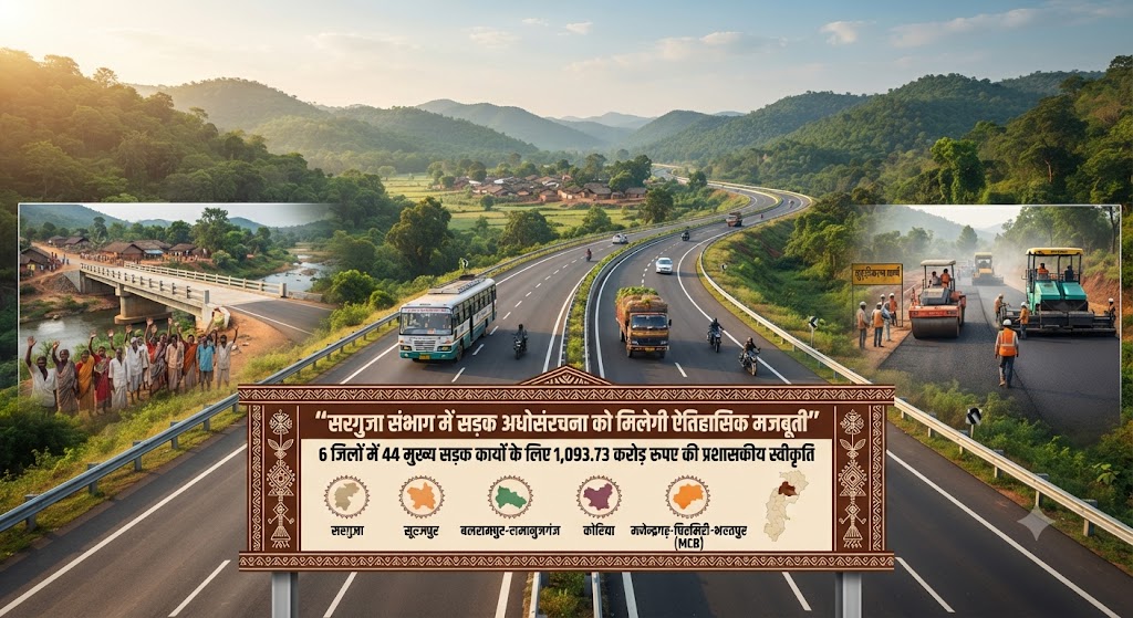 Surguja Road Development News: 6 जिलों में 44 सड़क परियोजनाओं को 1,093.73 करोड़ की मंजूरी, कनेक्टिविटी होगी मजबूत